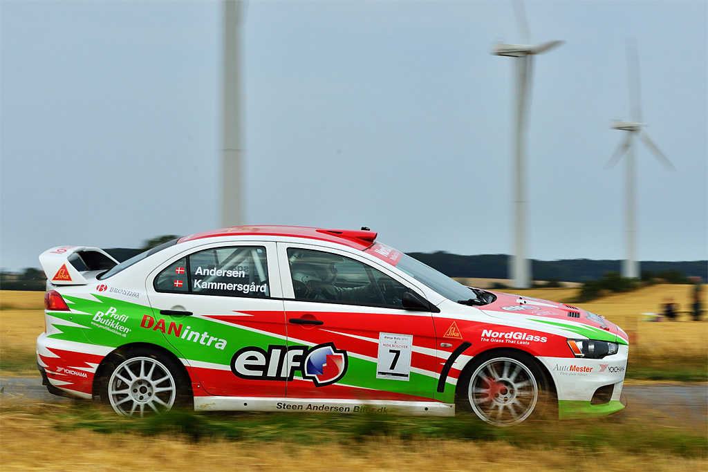 Steen Andersen og reserve-codriver Ditte Kammersgaard kørte deres Mitsubishi Lancer Evo X op fra en femteplads til en andeplads på løbets anden halvdel
(Foto: Michael Eisenberg)